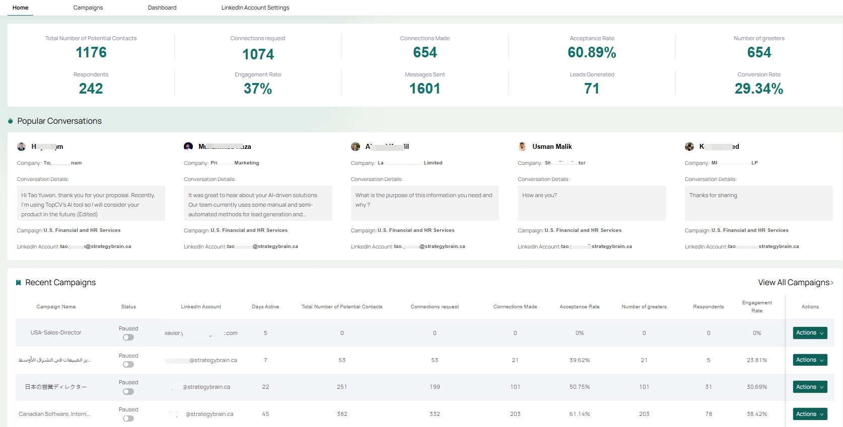 This is the AI Sales Rep system interface, showcasing its efficient lead generation capabilities.