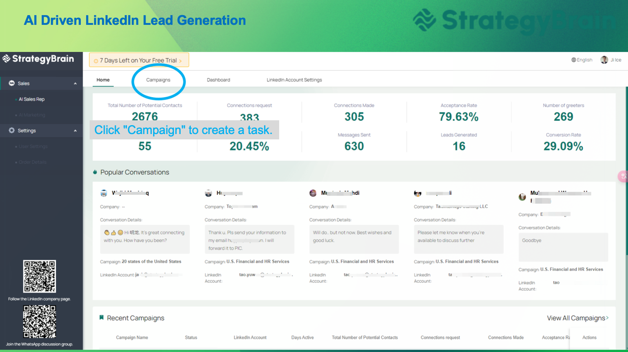 Optimize your B2B sales with StrategyBrain's AI Sales Automation. Discover LinkedIn Lead Generation, Sales Automation Features, and LinkedIn Outreach Tools.