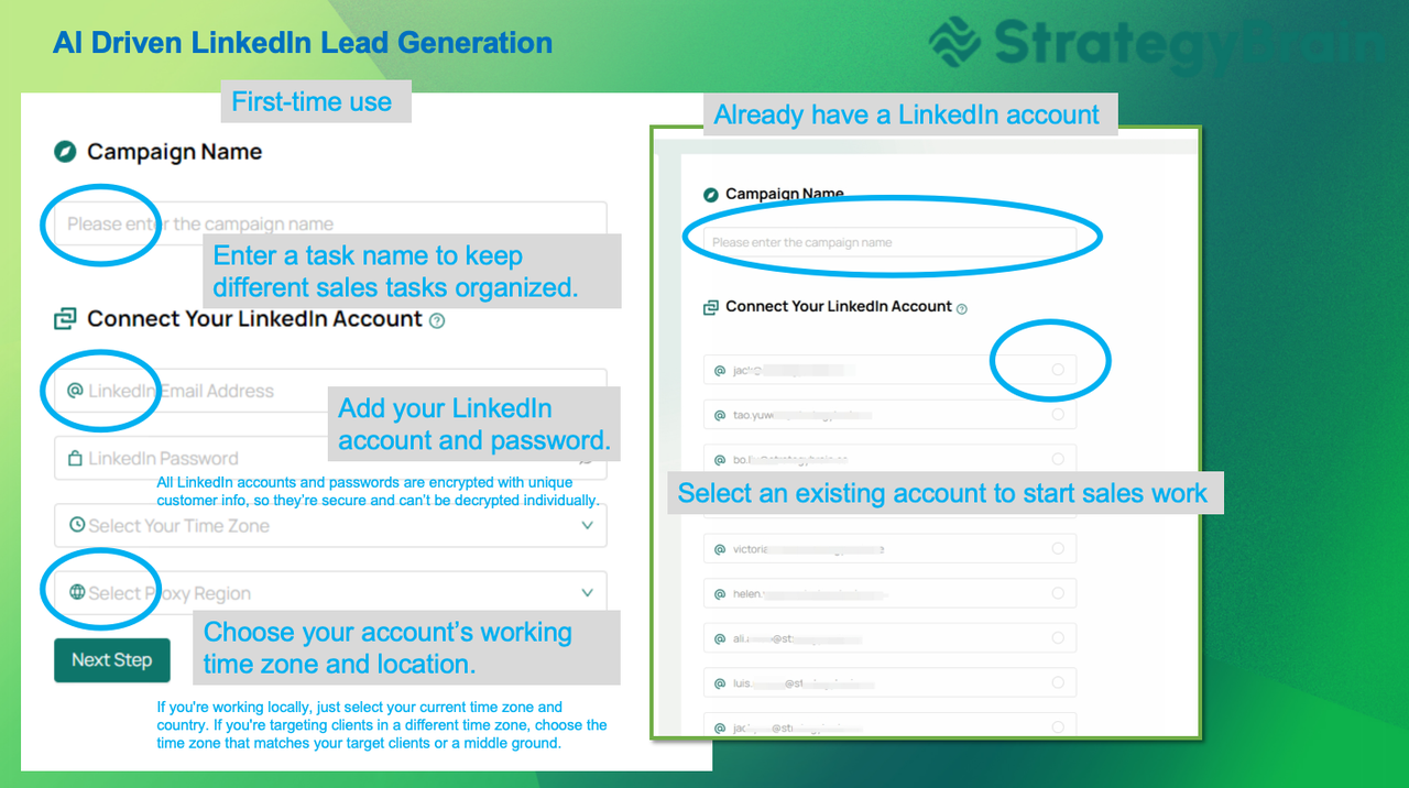 Optimize your B2B sales with StrategyBrain's AI Sales Automation. Discover LinkedIn Lead Generation, Sales Automation Features, and LinkedIn Outreach Tools.