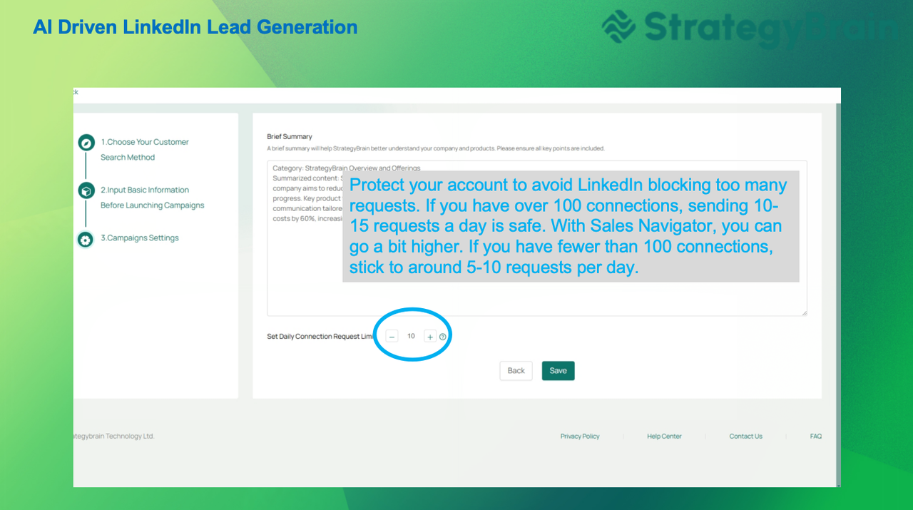 Optimize your B2B sales with StrategyBrain's AI Sales Automation. Discover LinkedIn Lead Generation, Sales Automation Features, and LinkedIn Outreach Tools.